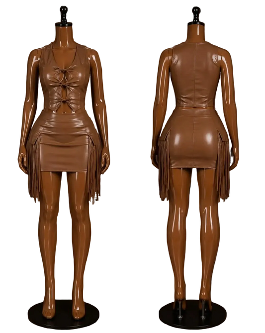 Mocha Cowgirl Fringe Set - Plus
