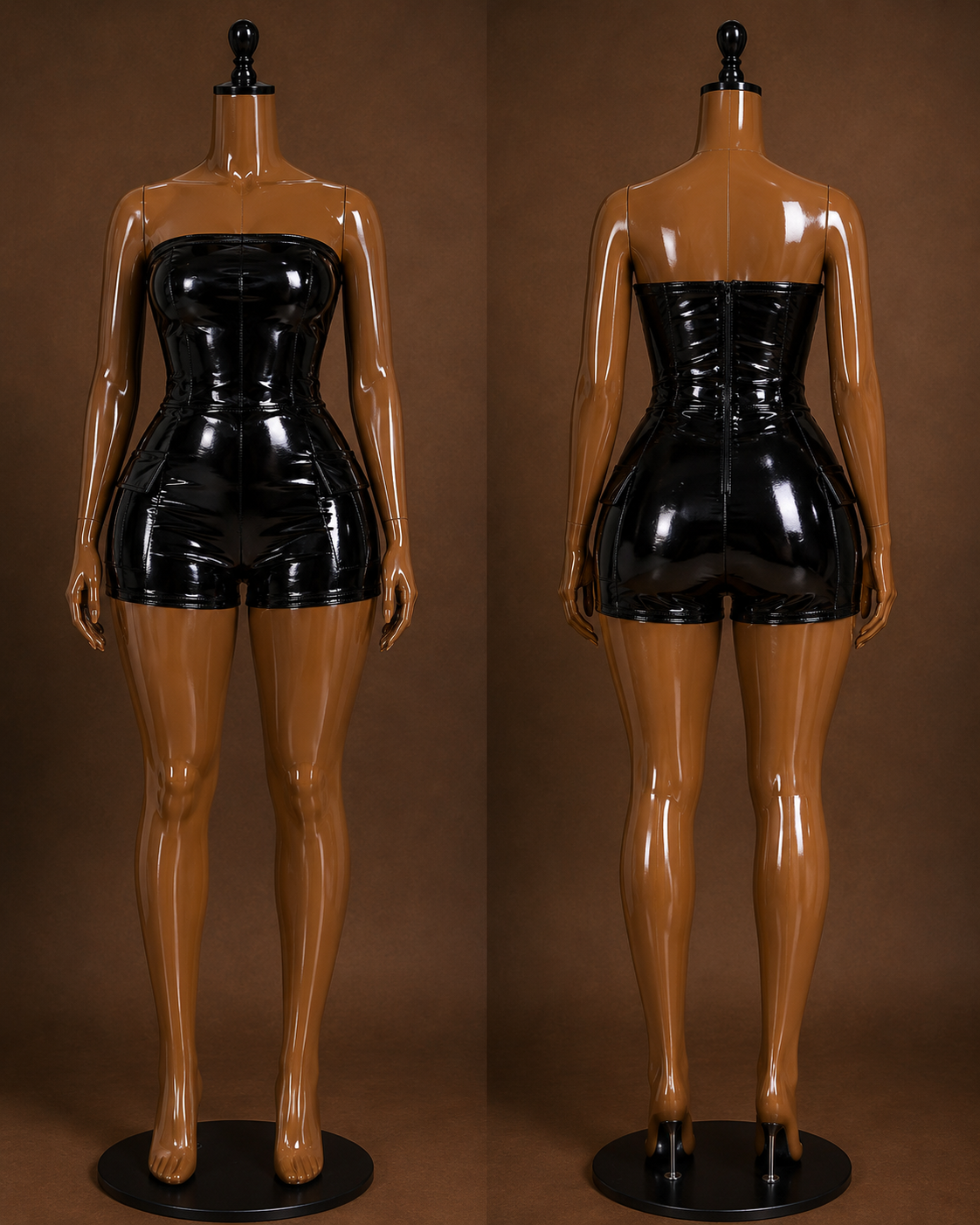 Midnight Luxe Vinyl Romper - Plus