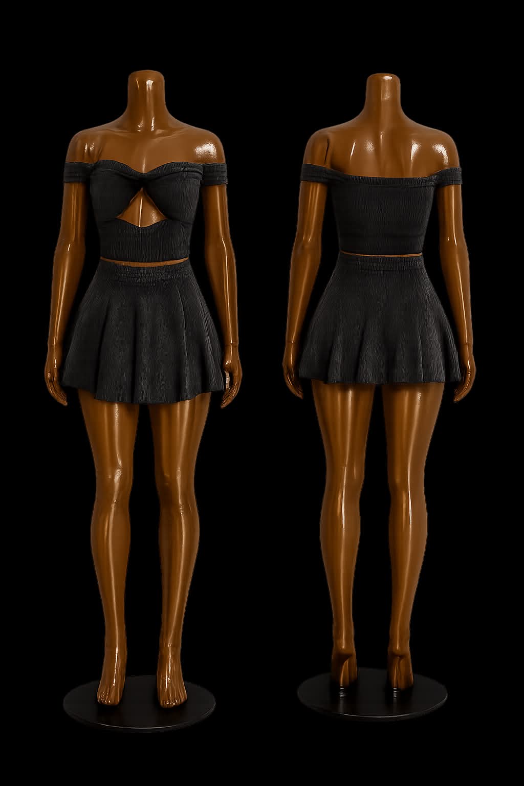 Black Off shoulder Skirt set